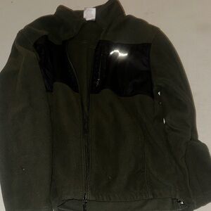 Mens Size Small Champion Olive Green Fleece Jacket with Black Accents